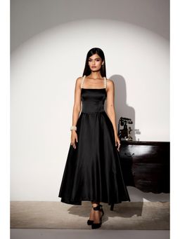 Lea Clothing - Vivienne Black Pearl Midi Dress