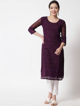 VAIRAGEE - Georgette Lucknowi Work Straight Kurtas