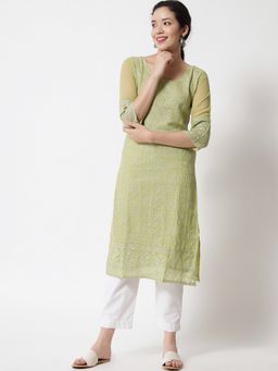 VAIRAGEE - Georgette Lucknowi Work Straight Kurtas