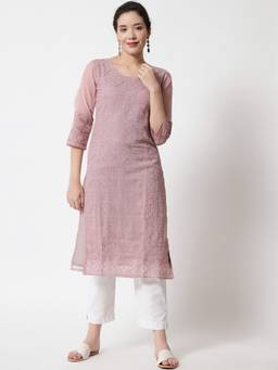 VAIRAGEE - Georgette Lucknowi Work Straight Kurtas