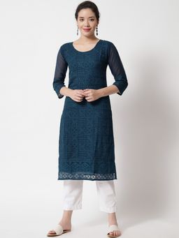 VAIRAGEE - Georgette Lucknowi Work Straight Kurtas