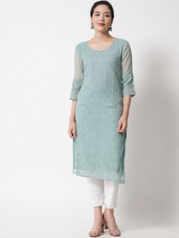 VAIRAGEE - Georgette Lucknowi Work Straight Kurtas