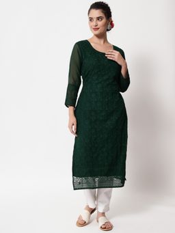 VAIRAGEE - Georgette Lucknowi Embroidery Work Straight Kurtas