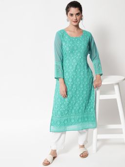 VAIRAGEE - Georgette Lucknowi Embroidery Work Straight Kurtas
