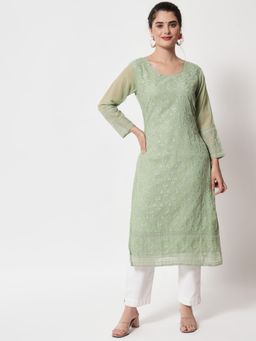 VAIRAGEE - Georgette Lucknowi Embroidery Work Straight Kurtas