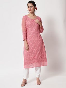 VAIRAGEE - Georgette Lucknowi Embroidery Work Straight Kurtas