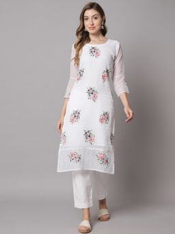 VAIRAGEE - Georgette Straight Embroidered Kurta with Crepe Inner