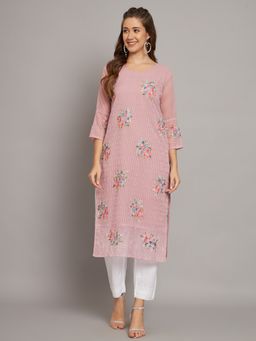 VAIRAGEE - Georgette Straight Embroidered Kurta with Crepe Inner
