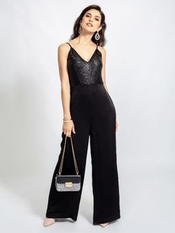 RSVP by Nykaa Fashion - Black Time To Sparkle Sequin Jumpsuit