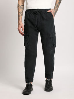 The Bear House - Blue Mid Rise Solid Cargo Trouser For Men