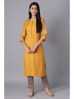 WISHFUL by W - Yellow Floral Kurta