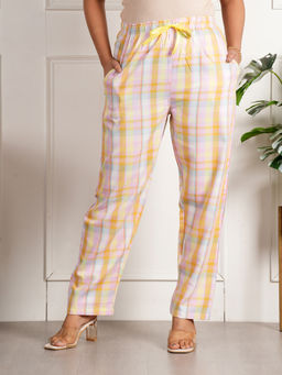 Style Shoes - Checks Printed Cotton Mid Waist Pajama