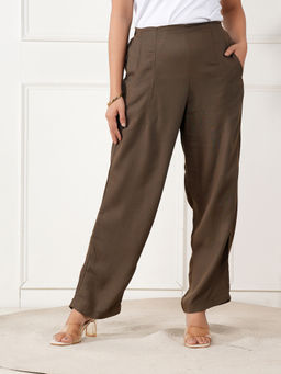Style Shoes - Olive Linen Blend Mid Waist Pajama
