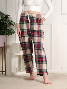 Style Shoes - Multi-Colour Checks Printed Cotton Mid Waist Pajama