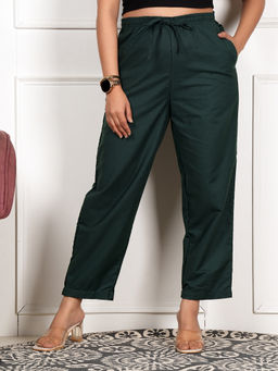 Style Shoes - Green Linen Blend Mid Waist Pajama