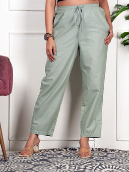 Style Shoes - Olive Linen Blend Mid Waist Pajama