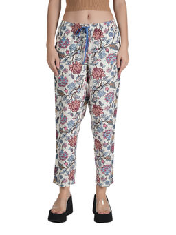 Style Shoes - Multi-Colour Floral Printed Rayon Mid Waist Pajama