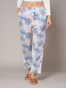 Style Shoes - Multi-Colour Floral Printed Rayon Mid Waist Pajama
