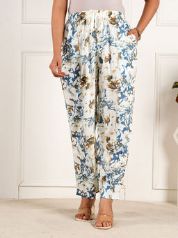 Style Shoes - Multi-Colour Floral Printed Rayon Mid Waist Pajama