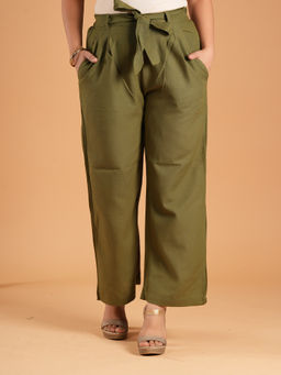 Style Shoes - Olive Linen Blend Mid Waist Pajama
