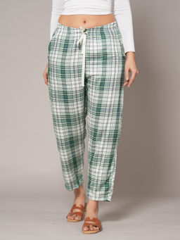Style Shoes - Green Checks Printed Cotton Mid Waist Pajama