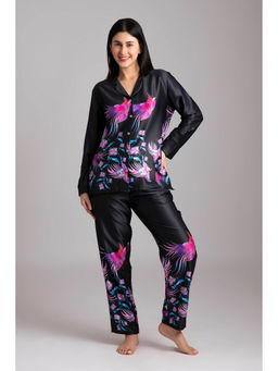 Forty Winks - Timeless Shia Black Satin Shirt with Pant