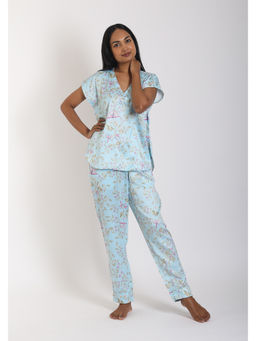 Forty Winks - Voguish Aisha Blue Satin Top with Pant