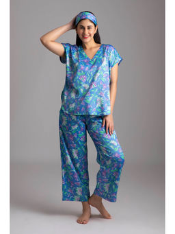 Forty Winks - Ritzy Rina Blue Satin Top with Pant
