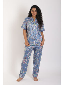Forty Winks - Classic Juhii Powder Blue Satin Shirt with Pant