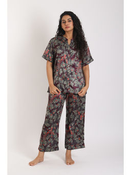 Forty Winks - Modish Vyoma Purple Satin Shirt with Pant