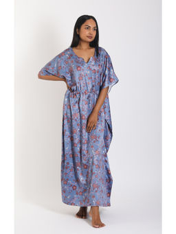Forty Winks - Alluring Sakura Blue Satin Kaftan