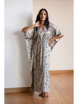 Forty Winks - Alluring Terrazzo Basil Satin Kaftan