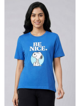 Zivame - Blue Peanuts Knit Cotton Loungewear T-Shirt