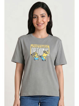Zivame - Ultimate Grey Minions Knit Cotton Loungewear T-Shirt