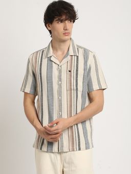 The Bear House - Men Multi-coloured Stripe Regular Fit Casual Shirt