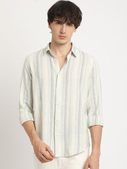 The Bear House - Men Multi-Color Striped Slim Fit Casual Shirt