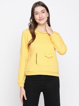 Latin Quarters - Women Yellow Solid Long Sleeve Knit Top