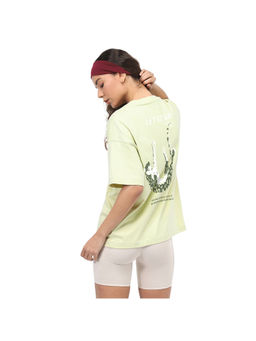 Nobero - Women Green Oversized Graphic Back Print T-Shirt