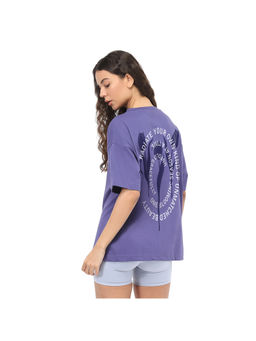 Nobero - Women Purple Oversized Graphic Print T-Shirt