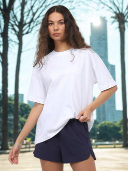 Nobero - Women White Oversized Cotton T-Shirt