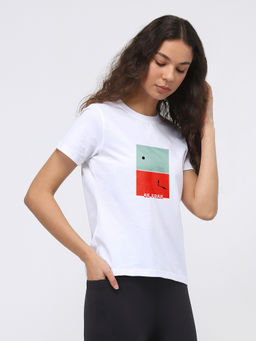 Nobero - White Women Graphic Printed T-Shirt