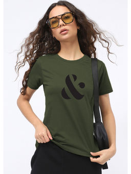 Nobero - Women Green Graphic T-Shirt