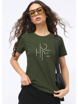 Nobero - Women Green Graphic Printed T-Shirt