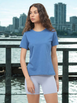 Nobero - Women Blue Regular fit Solid Tees