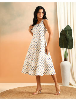 Fabindia - White Cotton Linen Midi Dress