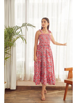 MAAND - Pink Printed Flared Dress