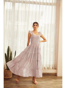 MAAND - Grey Printed Flared Dress