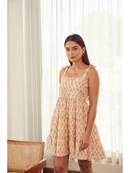 MAAND - Beige Printed Flared Dress