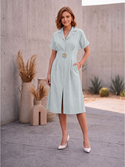 AAREIN - Turquoise Collar Embellished Dress