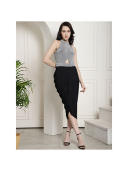 BLANC9 - Silver Cut-Out Dhoti Dress